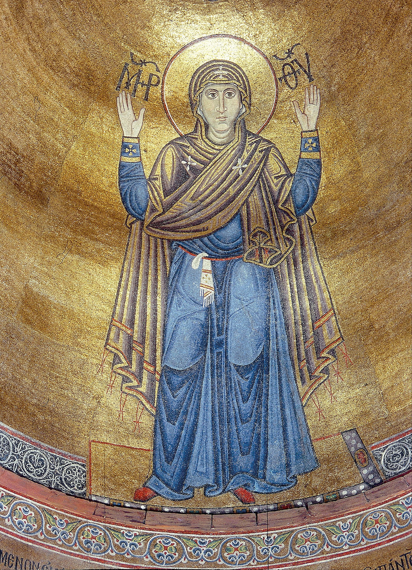 Богоматерь Оранта. Мозаика в алтаре Софийского собора в Киеве XI в
